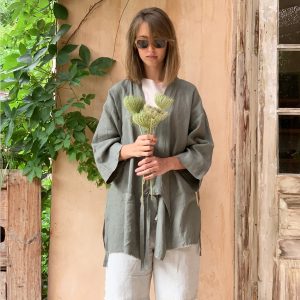 קימונו פשתן בגוון מרווה | The Linen Kimono